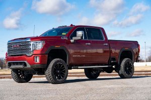 GMC Sierra 2500 HD Tow Hook to Shackle Conversion Kit - Front - Rough Country - D-Ring Combo - Black - '20-'24